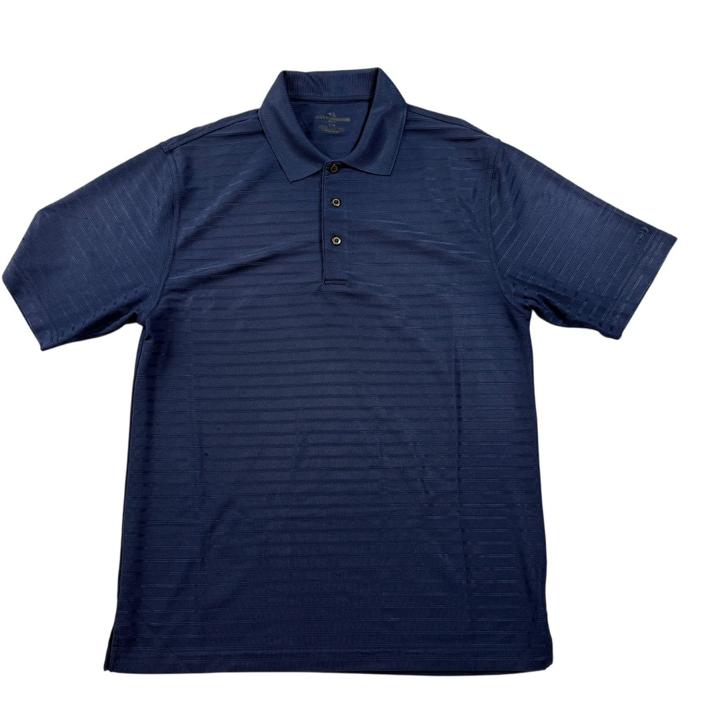 Grand Slam Performance Golf Polo Navy Blue Striped Size Large Short Sleeve Shirt